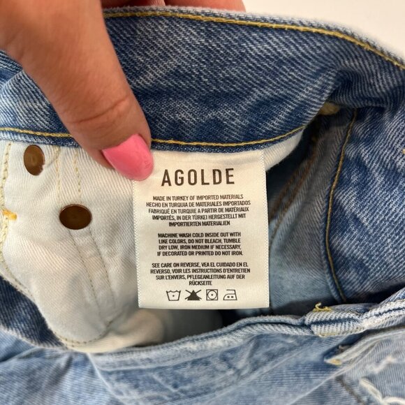Agolde Parker Ripped light wash jean cutoff shorts Size 25 Button down distresse - Picture 10 of 11